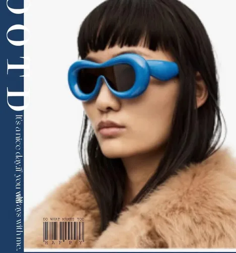Vista 2 de W&Y YING Y2K - Lentes de sol ovalados inflados con montura gruesa para mujeres y hombres, divertidos, grandes, con escudo estético