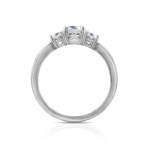 Vista 2 de Tienda Collection Anillo redondo de plata de ley chapado en oro o platino con 3 piedras hecho con circonitas infinitas