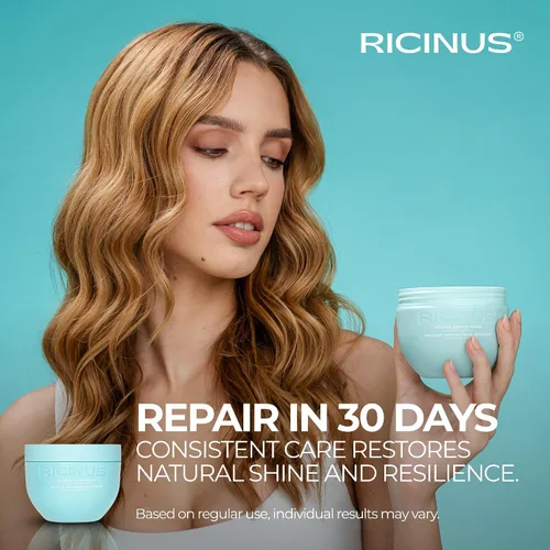 Vista 4 de Mascarilla capilar con aceite de ricino para cabello dañado, 10 onzas líquidas, antirotura, acondicionador profundo, enriquecida con extracto