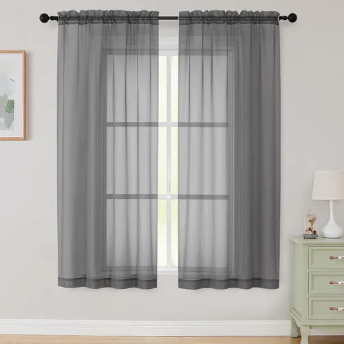 Vista 268 de 2 paneles de cortinas traslúcidas blancas para dormitorio, sala de estar, 96 pulgadas de largo, modernas, suaves, ligeras, con bolsillo para barra