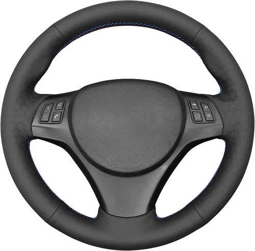 Vista 6 de MEWANT Funda de volante para BMW E90 M Sport E81 E82 E87 E88 E91 E92 E93 M3 E90 E92 de gamuza negra