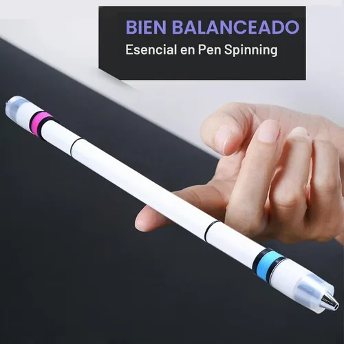 Vista 4 de Bolígrafos giratorios Ivan Emboss Mod, bolígrafo giratorio con peso para principiantes, agarre azul y rosa