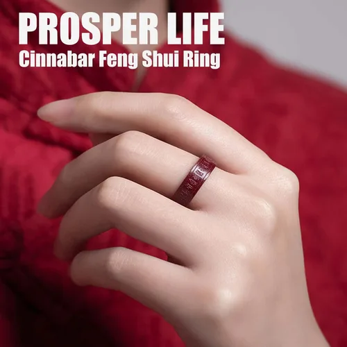 Vista 2 de HETICA Anillo de cinabrio de Feng Shui, amuleto de Lucky Wealth Buddhis para hombres y mujeres, anillo de la suerte FengShui, amuleto de dinero
