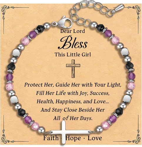 Vista 8 de Pulsera de cruz cristiana para mujeres y adolescentes, joyería de fe para aliviar la ansiedad, regalos de confirmación de Pascua, regalos de primera