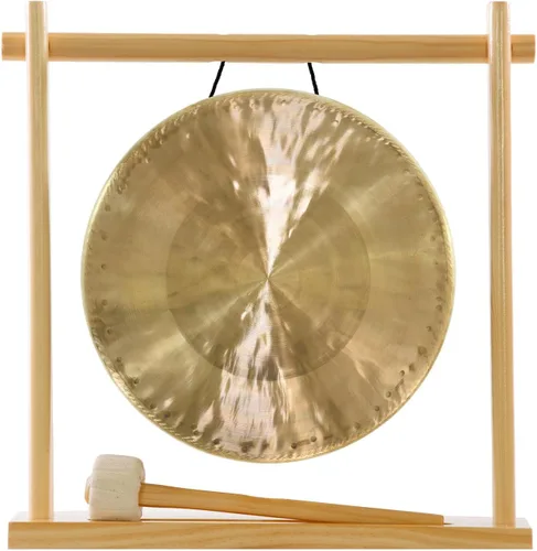 Vista 17 de 8" to 10" Gongs on My Little Pagoda Gong Stand Includes Stand, Mallet, & Your Choice of Gong/Perfect Desktop Gong/Sound Healing & Meditation/Bronze