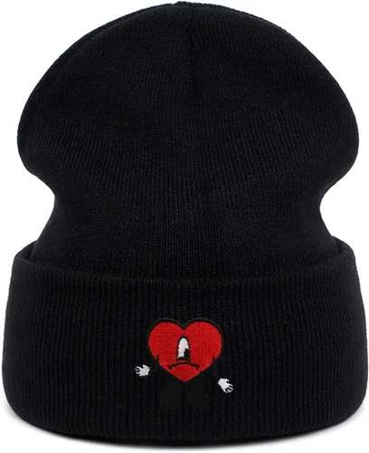 Vista 2 de Bad Rabbit Bunny Merch - Gorro de punto con puños, gorro diario para hombres y mujeres