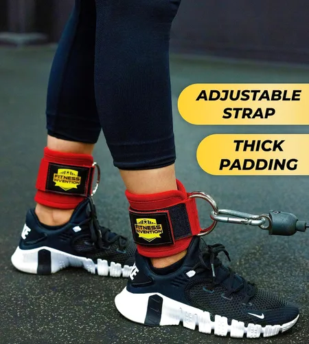 Vista 4 de Correas de tobillo para máquinas de cable, correas de tobillo ergonómicas para entrenar - Correa de tobillo con respaldo de glúteos, puños