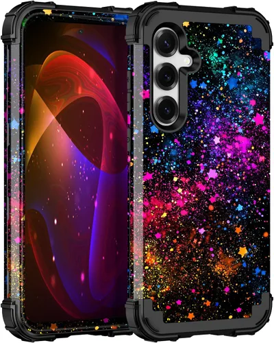 Vista 70 de Miqala Funda para Galaxy S21 FE 5G, brilla en la oscuridad, tres capas, resistente, protección a prueba de golpes, parachoques de plástico