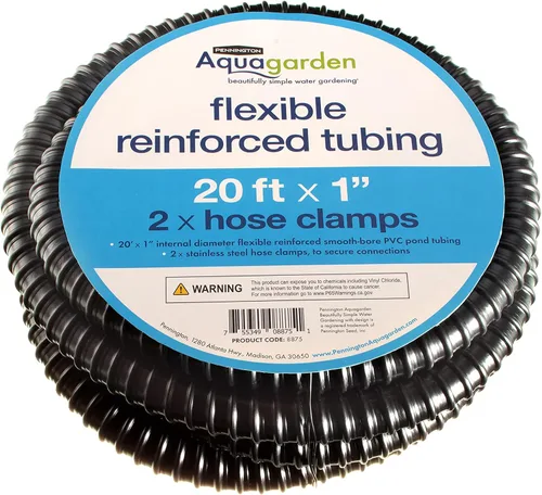 Vista 6 de Pennington Aquagarden Aquagarden Tubo flexible para estanque, 15 pies x ½ pulgadas de diámetro interior, tubo de PVC de calibre liso, incluye 2