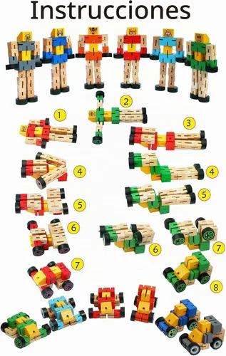 Vista 2 de TOWO - Juguete transformador de madera del vehículo del robot, juego