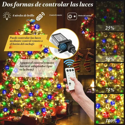 Vista 3 de aneeway 400 luces LED para árbol de Navidad, luces de Navidad con 8 modos de luz y función de memoria, 16 cadenas de luces de 6.6 pies con función