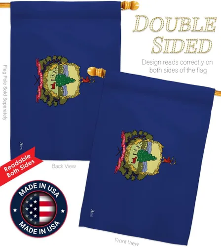 Vista 3 de Americana Home & Garden HS140546-BO-02 Vermont Americana States Juego de banderas verticales decorativas para la casa, 28.0 x 40.0 in con mástil
