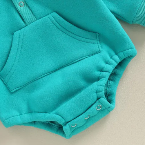 Vista 5 de Mameluco con capucha para bebé niño y niña, color liso, manga larga, ropa de otoño e invierno