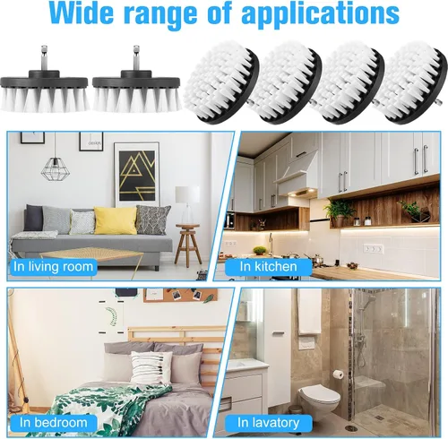 Vista 3 de Kit de limpieza de cepillo de taladro, juego de cepillos multiusos para taladro, cepillo de limpieza para taladro, superficies de baño, bañera