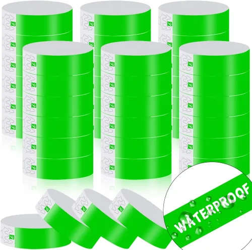 Vista 15 de 600 pulseras de papel para eventos, bandas de muñeca resistentes al desgarro, bandas impermeables de neón, desechables, pulseras adhesivas