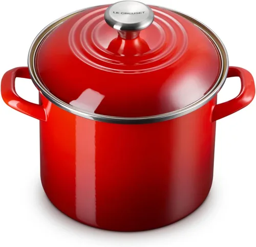 Vista 23 de Le Creuset - Olla tradicional esmaltada en acero, 12 cuartos de galón, Oliva con pomos de acero inoxidable