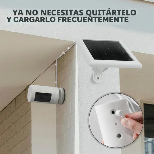 Vista 4 de Panel Solar Ring (2ª Generación), Paquete de 2 Cargador de Panel Solar Ring de 5W con Soporte y Cable de Extensión de 12 Pies para Cámara Stick Up