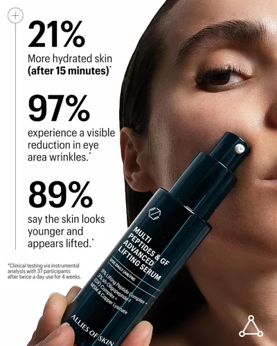 Vista 5 de Allies of Skin Multi Peptides & Growth Factor Suero Facial Potenciador de Colágeno Complejo Antienvejecimiento Reafirmante de la Piel con 9%