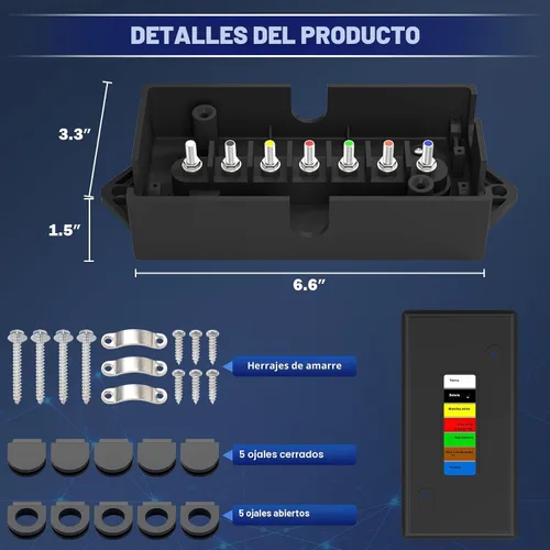 Vista 5 de CheeMuii Caja de conexiones de remolque de 7 vías, resistente a la intemperie, 7 pines, caja de cableado de remolque de 7 pines, caja de conexión