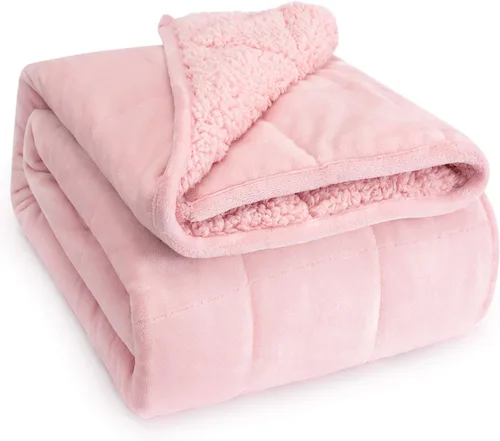 Vista 18 de Wemore Manta con peso de forro polar Sherpa para adulto, 10 libras de doble cara, acogedora y esponjosa, manta ultra mullida con parte superior