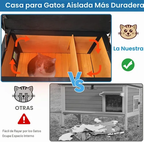 Vista 6 de FunXplore Casa para Gatos Exterior Aislada Refugio para Gatos Ferales Resistente a la Intemperie para Invierno con Puerta de Escape de Espuma
