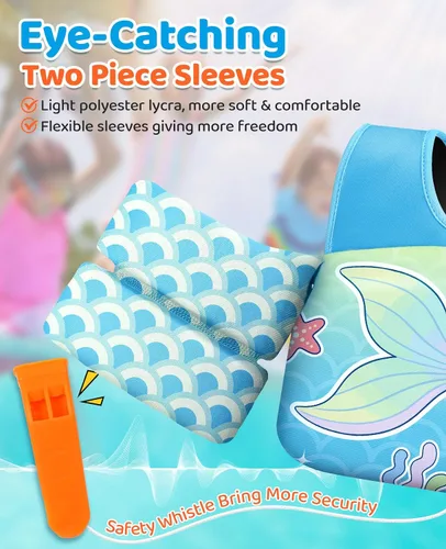 Vista 41 de HeySplash Swim Vest for Kids, Puddle Float Jumper with Safety Buckle