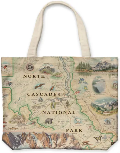 Vista 23 de Xplorer Maps Bolsa de lona con asas, bolsa de compras de comestibles de tela, bolsa reutilizable y ecológica, 100% algodón, lavable