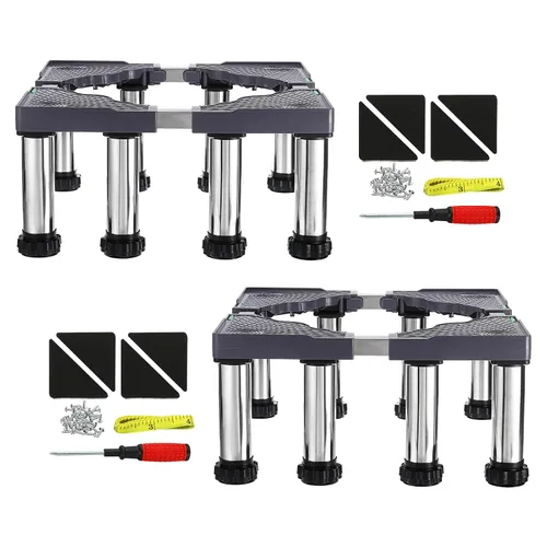 Vista 9 de PATIKIL Mini soporte para nevera, 8 pies fuertes, base de soporte de lavandería, bandeja de base ajustable multifuncional, antivibración