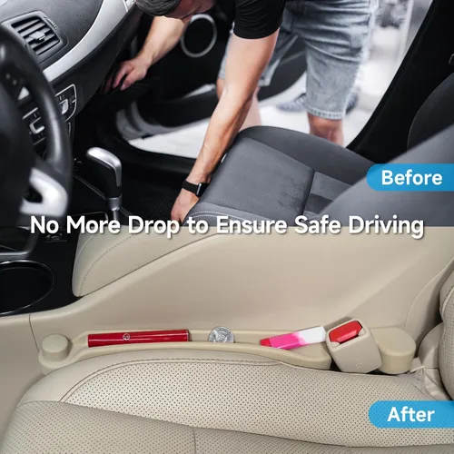 Vista 2 de Givifive Juego de 2 rellenos de espacio para asiento de automóvil, espuma suave, multifuncional, con organizador y función de gancho, tapón