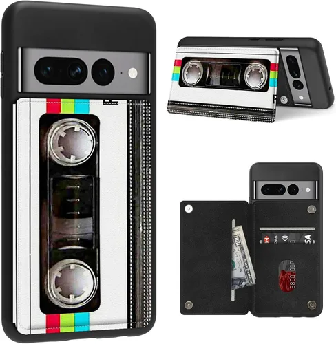 Vista 35 de Funda para Google Pixel 7 Pro con ranura para tarjetero, funda de piel sintética, doble cierre magnético y cubierta duradera de TPU a prueba
