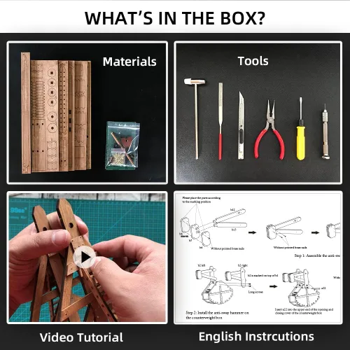 Vista 5 de The MINI - Kit de rompecabezas de madera 3D con contrapeso Trebuchet Medieval Siege Equipment para adultos, proyecto STEM de bricolaje, juguete
