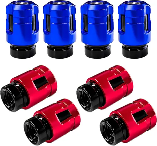Vista 12 de Yourkar 4 tapas de vástago de válvula de neumático de automóvil, cubiertas de válvula de rueda de aleación de aluminio de forma única, resistentes a