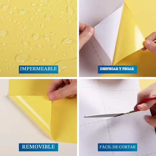 Vista 4 de Papel pintado FunStick Amarillo Limón de despegar y pegar Papel de contacto mate amarillo para gabinetes Autoadhesivo impermeable Rollos de papel