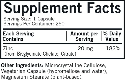 Vista 3 de Kirkman - Zinc 20mg - 250 Cápsulas - Apoyo inmunológico - Alta absorción - Hipoalergénico