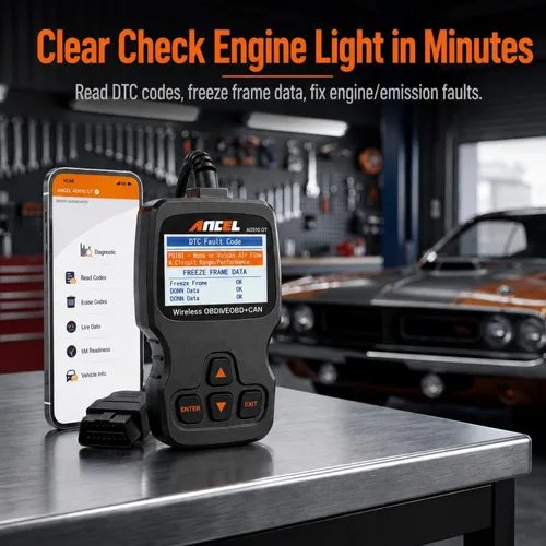 Vista 5 de ANCEL AD310BT Escáner OBD2 Bluetooth (Actualizado) - Lector de códigos del motor, escáner automotriz con aplicación premium para iOS y Android
