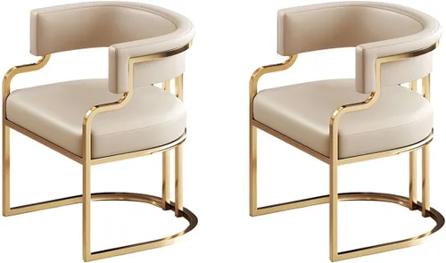 Vista 51 de Sillas de comedor de cocina para interiores, silla lateral tapizada para el hogar, silla con brazo de respaldo bajo, silla de comedor con piel