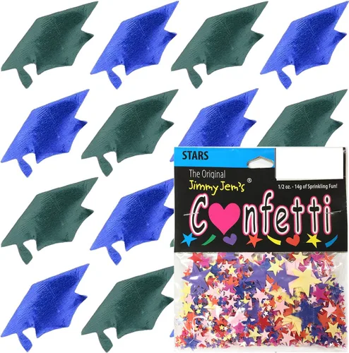 Vista 20 de Confetti Grad Cap Negro, Azul Marino Combo - 2 bolsas de media onza (1 oz)