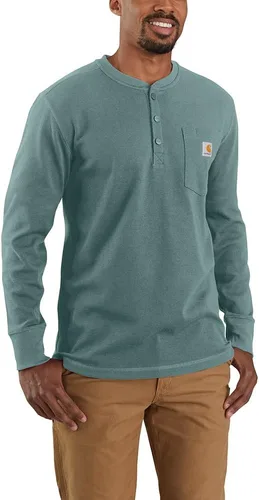Vista 3 de Carhartt Camisa térmica Henley de ajuste relajado y manga larga para hombre Negro