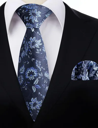 Vista 208 de Alizeal Mens 3.15inches Leaf Flower Pattern Tie with Floral Pocket Square Set