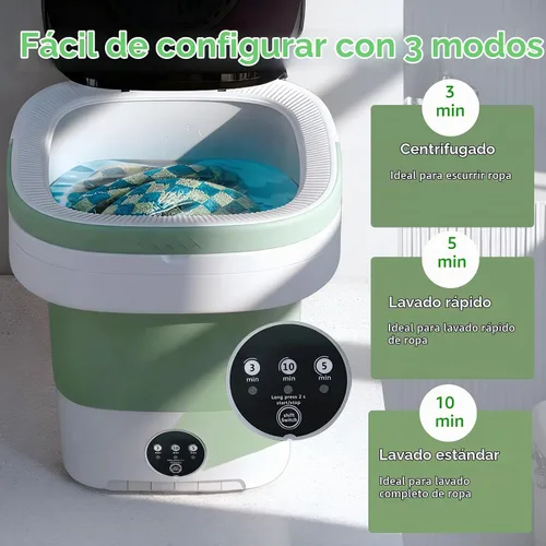 Vista 3 de Mini lavadora portátil de 15 litros, lavadora plegable con 3 modos de limpieza para ropa interior, ropa de bebé, pequeña lavandería plegable
