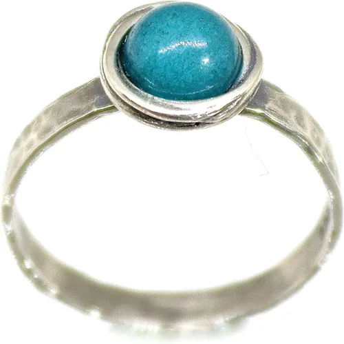 Vista 9 de Anillo de plata de ley con piedras preciosas para mujer, anillo apilable de piedra martillada, anillo de piedra natal