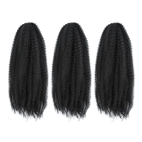 Vista 8 de Dansama Cabello Marley, 24 pulgadas, cabello trenzado Marley Twist, extensiones de cabello rizado rizado (24 pulgadas (paquete de 3), #1)