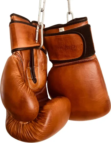 Vista 4 de Guantes de boxeo versión PRO de 12 onzas Cuero marrón antiguo entrenamiento MMA vintage Retro by GEOFFREY