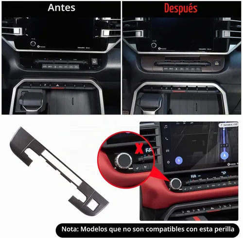 Vista 2 de Cubierta de moldura de control climático del aire del automóvil para Toyota Tundra/Sequoia 2022-2024, centro de control AC, botón de control