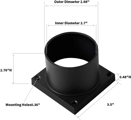 Vista 3 de Windben Adaptador de Montaje para Muelle, Base de Luz de Poste para Luminarias de Poste de 3", Kits de Piezas Incluidos, Negro Mate
