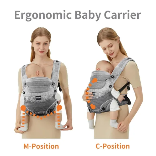 Vista 5 de Portabebés ergonómico 4 en 1 para recién nacidos a niños pequeños - Portabebés de punto acogedor y ligero para niños de 8 a 33 libras - Porteo