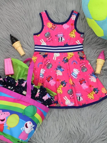 Vista 7 de Peppa Pig Vestido ultra suave ajustado y acampanado para niñas pequeñas (3T, rosa), Rosado