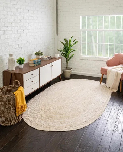 Vista 45 de Unique Loom Alfombra trenzada de la colección de yute - Dhaka (1' 2" x 6' 1", camino de mesa, gris)