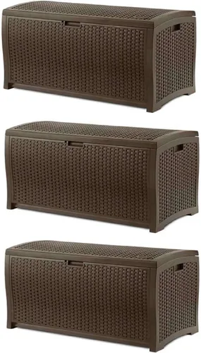 Vista 10 de Suncast Caja de almacenamiento para exteriores - Caja de cubierta de mimbre de resina Cyberspace de 73 galones con tapa con cierre, contenedor