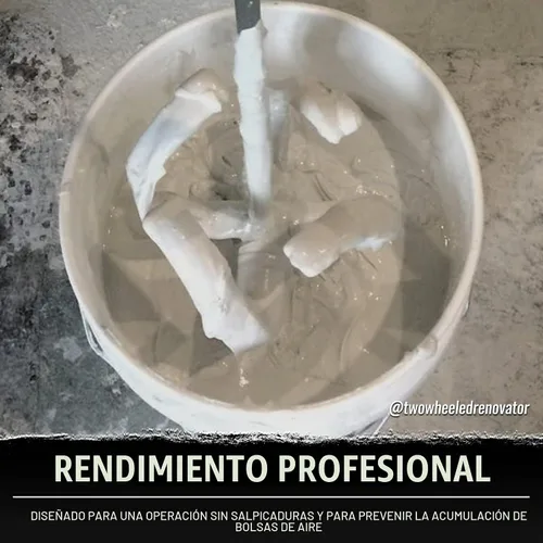 Vista 3 de Mezclador de lodo de pintura y paneles de yeso de 13" - LEVEL5 Eje de 13", cabezal de 2" Grado profesional Paleta de accesorio para taladro